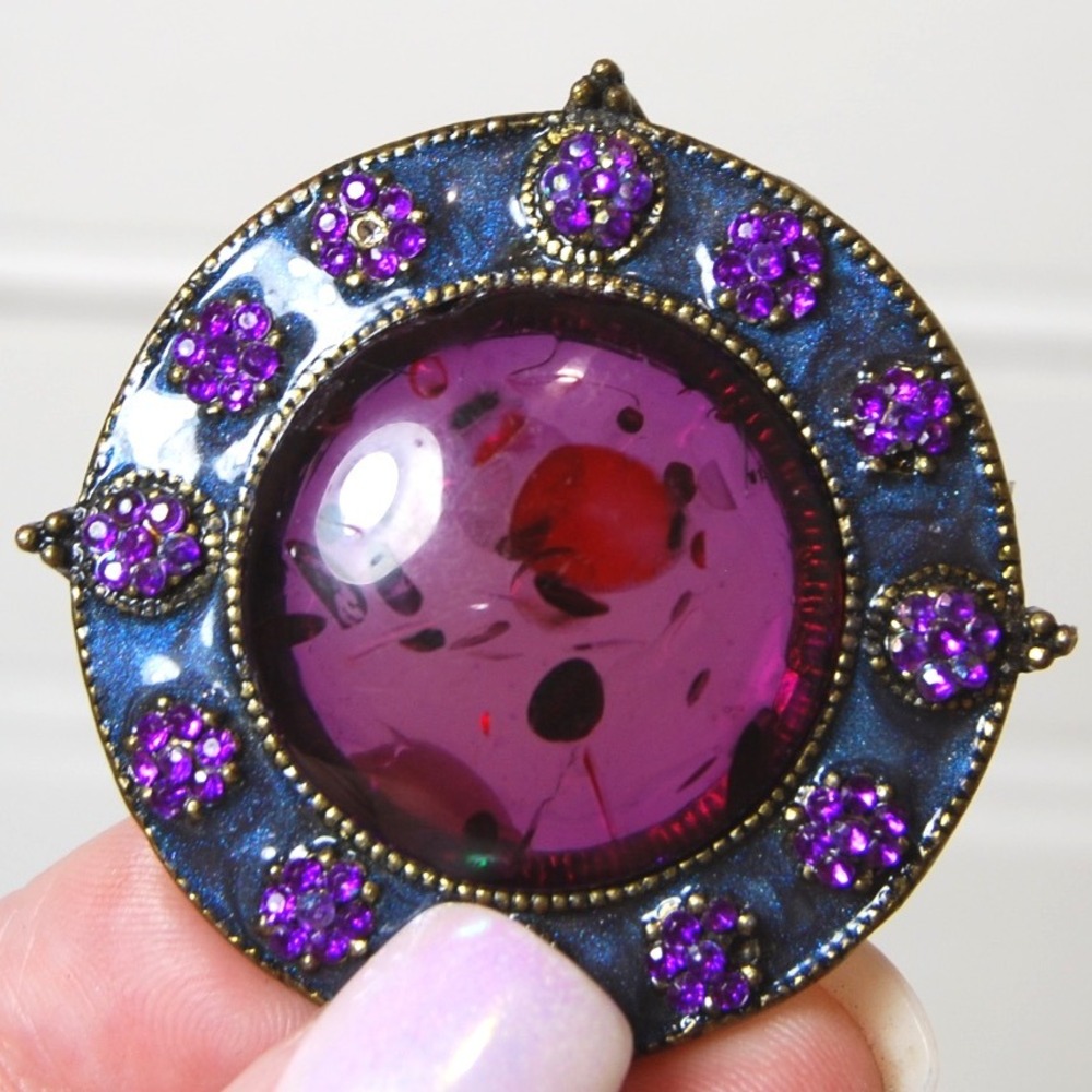 Vintage Purple pendant Bronze‎ Gothic sparkly charm Y2K jewelry